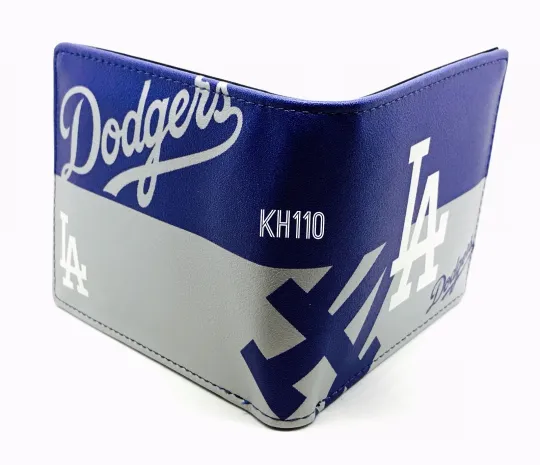 Discover MLB Los Angeles Dodgers Men's Printed Logo Leather Bi-Fold Wallet
