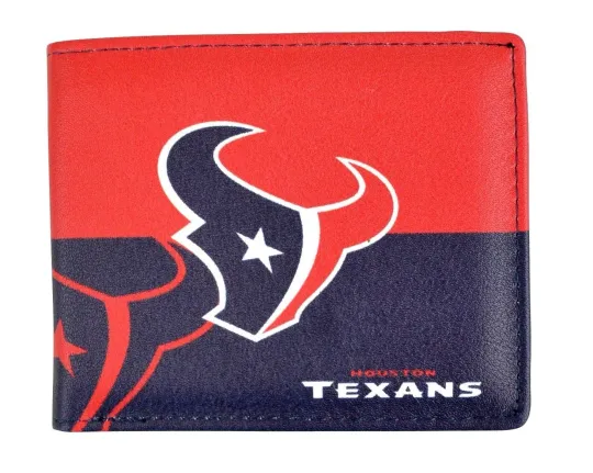 Houston Texans Printed Logo Leather Bifold Wallet for Men