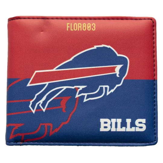 Discover football Buffalo Bills Men's Printed Logo Leather Bi-Fold Wallet