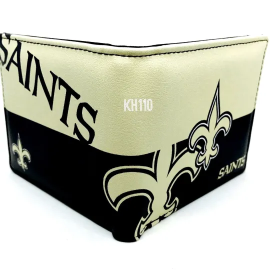 Discover football New Orleans Saints Men's Printed Logo Leather Bi-Fold Wallet