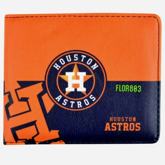 Discover Houston Astros MLB Men's Printed Logo Leather Bi-Fold Wallet