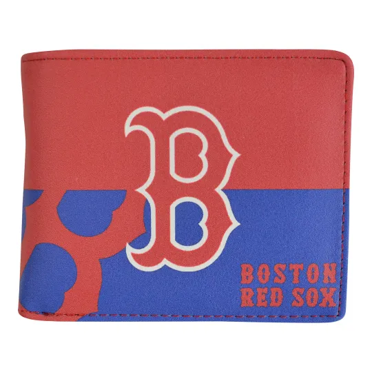 Discover Boston Red Sox MLB Men's Printed Logo Leather Bi-Fold Wallet