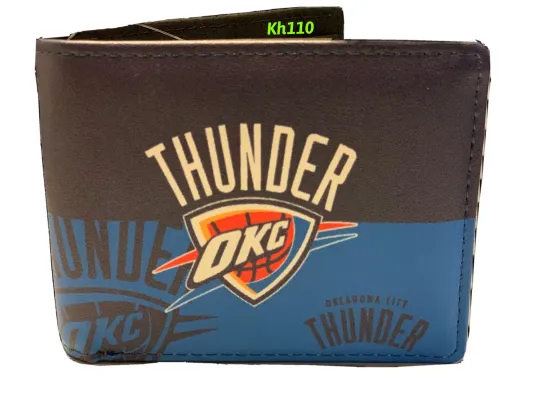 Discover Oklahoma City Thunder NBA Printed Logo Leather Bi-Fold Wallet