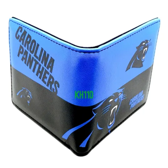 Discover Carolina Panthers Printed Logo Leather Bifold Men's Wallet