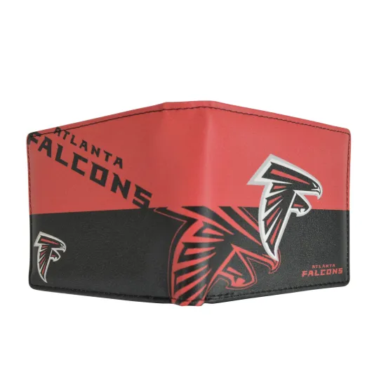 Discover Synthetic Leather Bifold Wallet with Atlanta Falcons Graphic Logo
