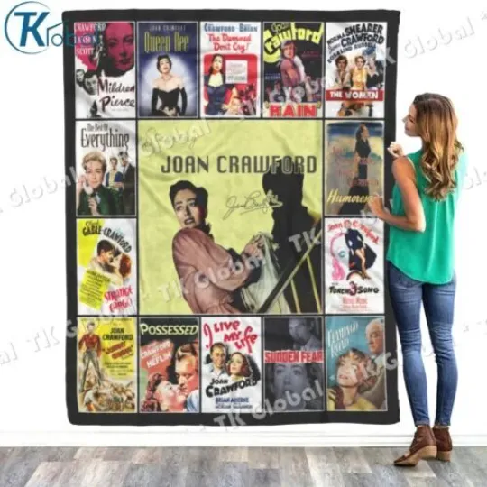 Joan Crawford Blanket, Joan Crawford For Fans Fleece, Sherpa Blanket