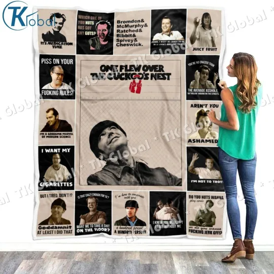 Discover Jack Nicholson Fleece, Sherpa Blanket, One Flew Over Tahe Cuckoo’s Nest Blanket