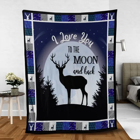 Discover Deer Blanket, I Love You To The Moon And Back Fleece, Sherpa Blanket