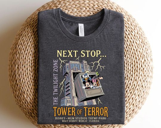 Vintage Retro Disney Tower Of Terror Shirt, Mickey & Friends Twilight Zone Shirt