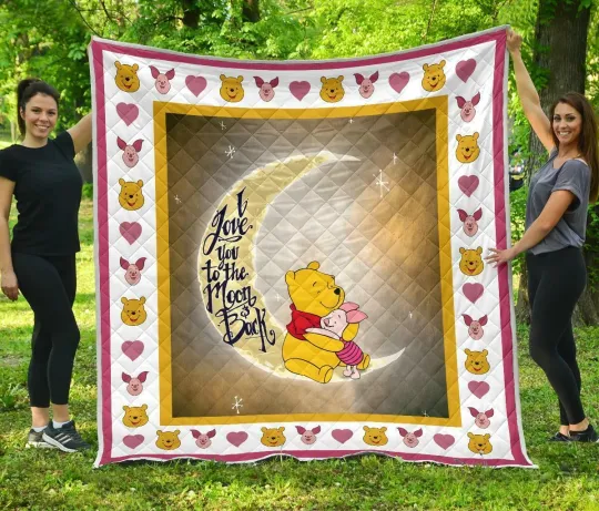 Discover Pooh Quilt I love you to the Moon and back Quilt Blanket Soft and Warm