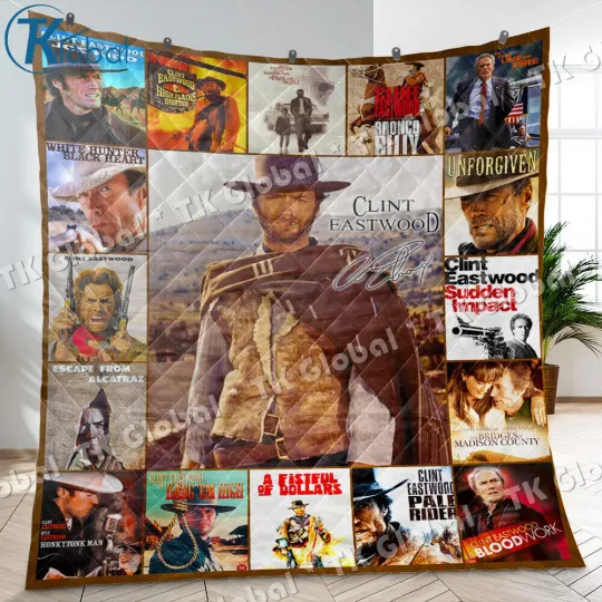Clint Eastwood Quilt, Cowboy Movies Quilt, Cowboy Blanket