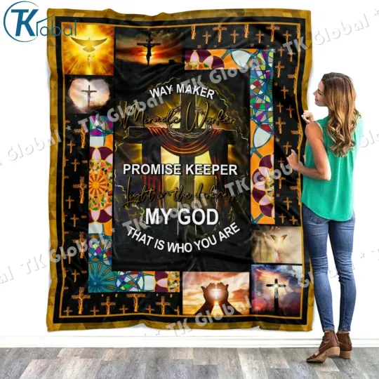 Way Maker Miracle Worker Promise Keeper My God Blanket, The Cross Jesus Blanket