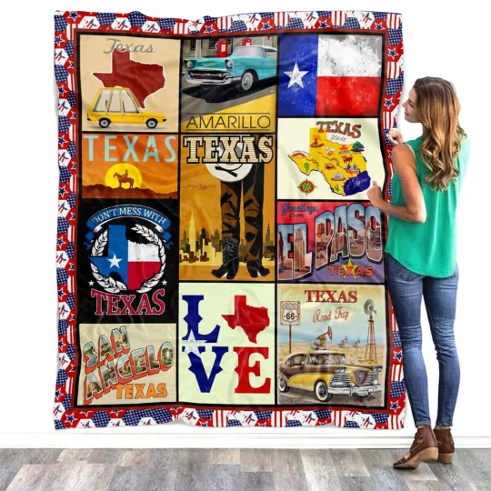 Discover Texas Blanket, State Texas Fleece, Sherpa Blanket Soft and Warm