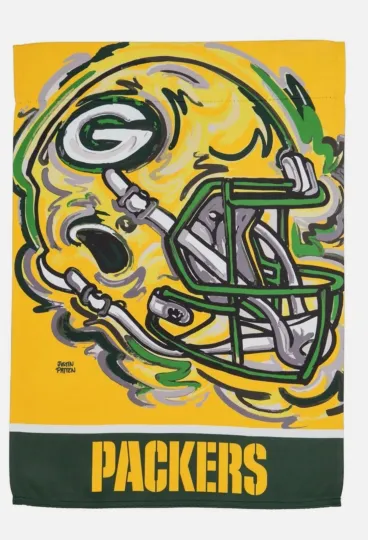 Green Bay Packers Garden Flag Artist Justin Patten 12x18” by Evergreen football Suede