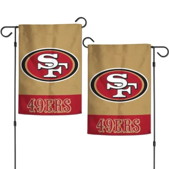 SAN FRANCISCO 49ERS 2 SIDED EMBROIDERED APPLIQUE GARDEN FLAG 12.5"X18" football