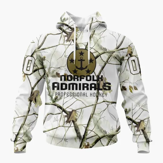 Discover Personalized Norfolk Admirals Special White Hoodie/Zip Hoodie Camo Hunting