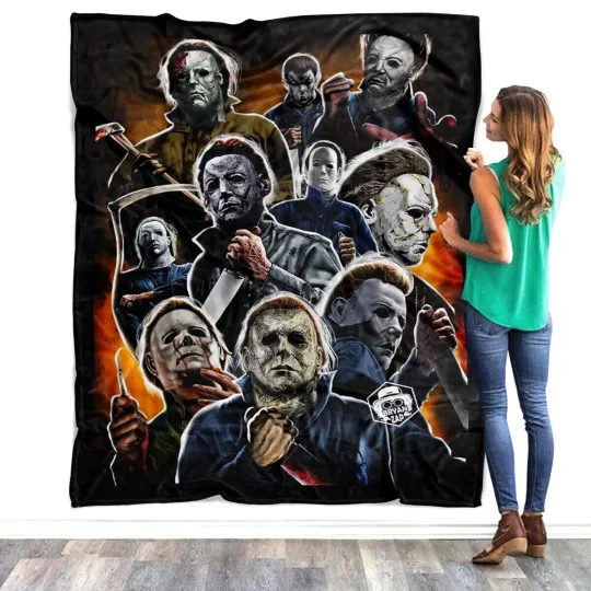 Michael Myers Blanket, Halloween Fleece, Sherpa Blanket D5
