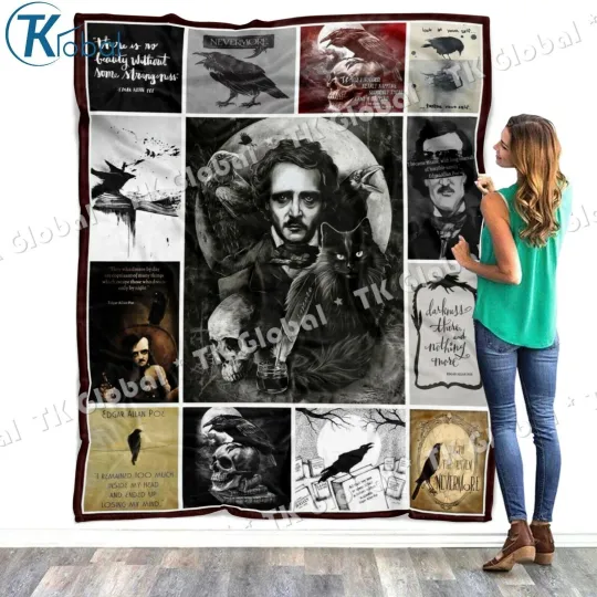 Edgar Allan Poe Blanket, Edgar Allan Poe Books Fleece, Sherpa Blanket
