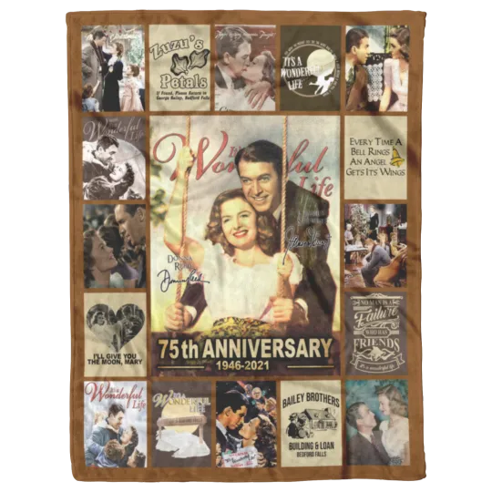 Discover It’s a Wonderful Life 75th anniversary Fleece Blanket, Merry Christmas Blanket