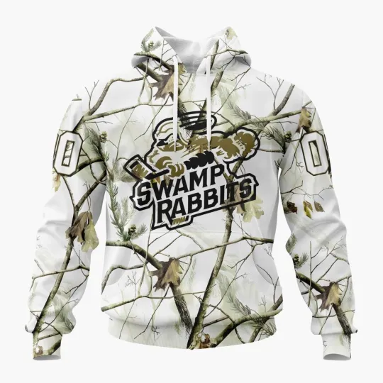 Personalized Greenville Swamp Rabbits White Hoodie Camo Hunting