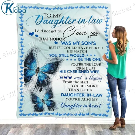 Discover Butterfly To My Daughter In Law You're Also My Daughter In Heart Fleece Blanket