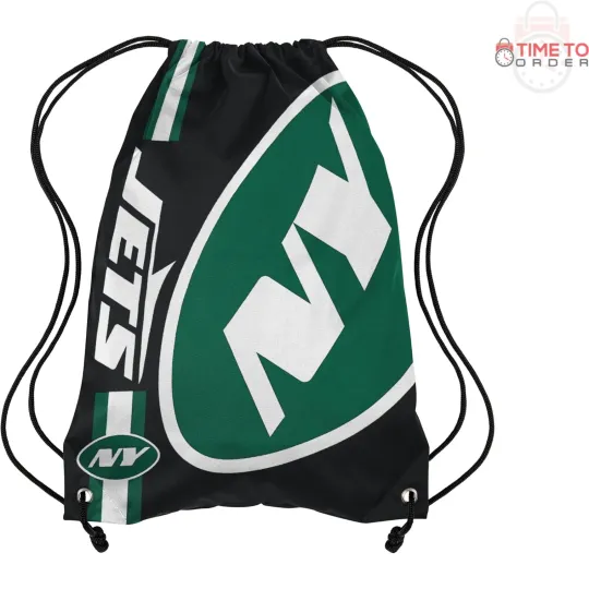 Discover football Drawstring Backpack Big Logo Black Team Sports Fan Gift