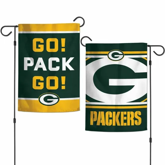 GREEN BAY PACKERS GO PACK GO! 12"X18" 2 SIDED GARDEN FLAG NEW WINCRAFT 👀