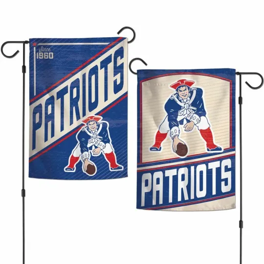 Discover NEW ENGLAND PATRIOTS RETRO 1960 12"X18" 2 SIDED GARDEN FLAG NEW WINCRAFT 👀