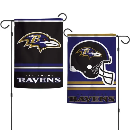 Discover BALTIMORE RAVENS LOGO 12"X18" 2 SIDED GARDEN FLAG NEW WINCRAFT 👀