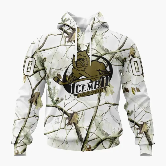 Discover Personalized Jacksonville Icemen Special White Hoodie Camo Hunting
