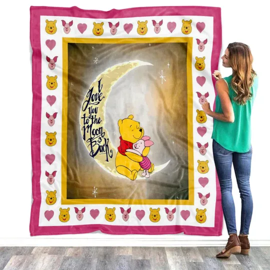 Discover Pooh Blanket, I love you to the Moon and back Fleece, Sherpa Blanket
