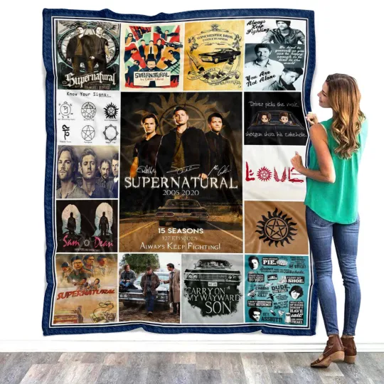15 Years of Supernatural Blanket, Supernatural TV series Fleece, Sherpa Blanket