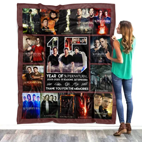 Supernatural 15 Years Blanket, Supernatural TV Series Fleece, Sherpa Blanket