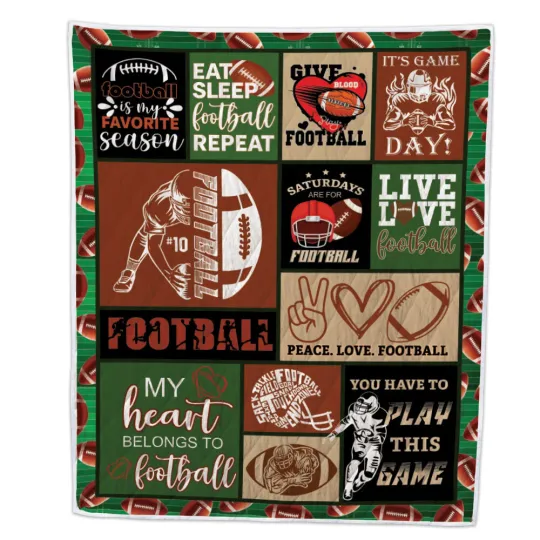 Discover Football Blankets, Live Love Football Quilt, Birthday Football Gifts for Lovers