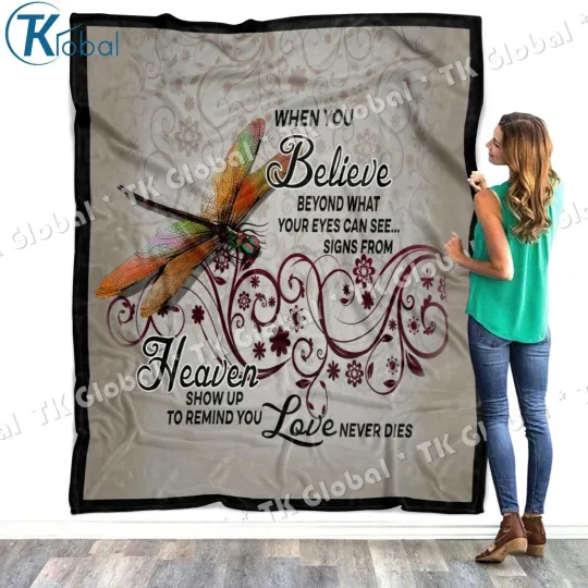 Dragonfly Blankets, Dragonfly Believe Balance Fleece Sherpa, Dragonfly Gift Idea