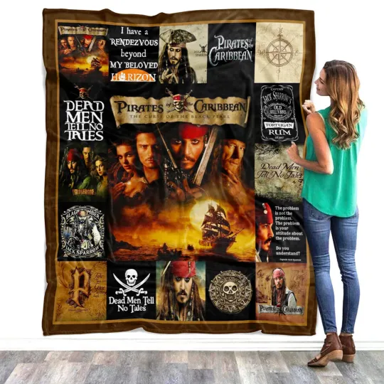 Pirates of the Caribbean Blankets, Jack Sparrow Fleece Sherpa, Johnny Depp Gifts