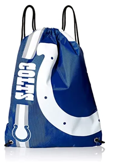 Discover Indianapolis Colts football Big Logo Side Stripe Drawstring Bag