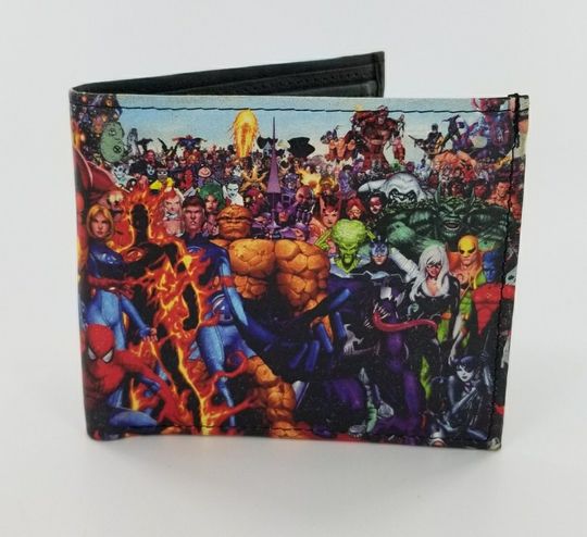 Genuine Handcrafted Leather bifold Wallet SUPERHERO Movie Inspired.Fully Laserprinted