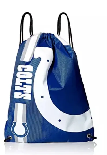 Discover BACKPACK Indianapolis Colts football Bag Big Logo Side Stripe Drawstring NWT NEW Gift