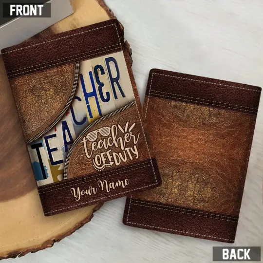Discover Personalized Teacher Off Duty Travel Leather Passport Cover Teacher Appreciation