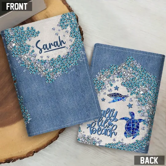 Discover Personalized Turtle Leather Passport Cover, Sea Turtle Traveler Vacation Gift