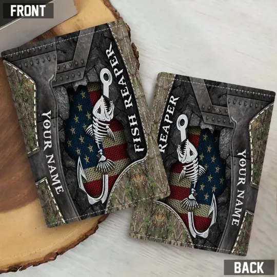 Discover Personalized Fish Reaper Travelling Leather Passport Cover Fisherman Travel Gift