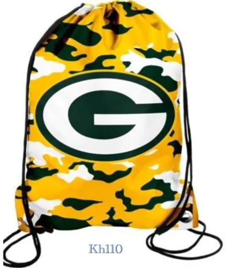Discover Green bay Packers football drawstring backpack /Gym Bag (Camoflag)