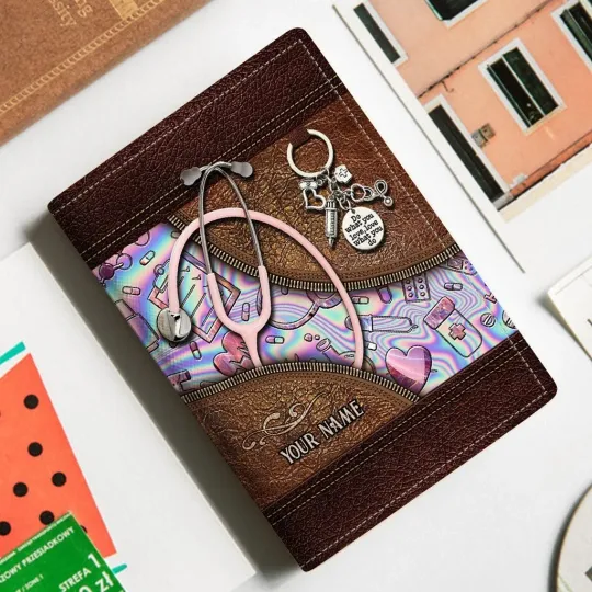 Discover Personalized Nursing Scrub Stethoscope Travel Leather Passport Cover Nurse Gift