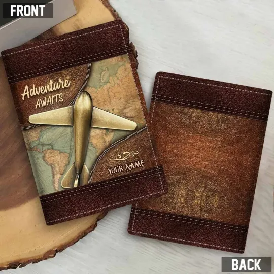 Discover Personalized Traveling Adventure Awaits Leather Passport Cover Traveler Gift