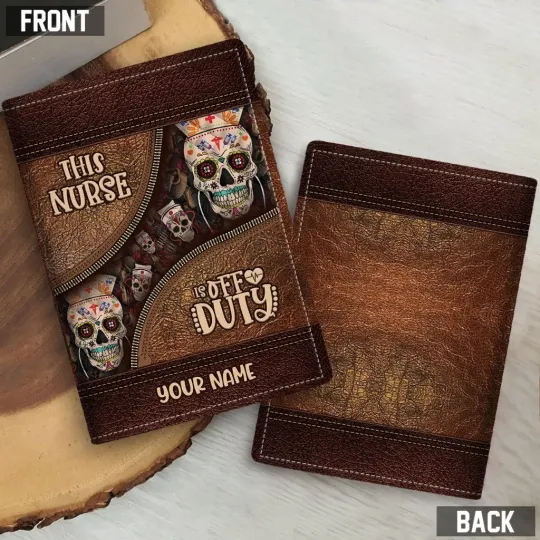 Discover Personalized This Nurse Off Duty Skull Nurse Travelling Leather Passport Cover
