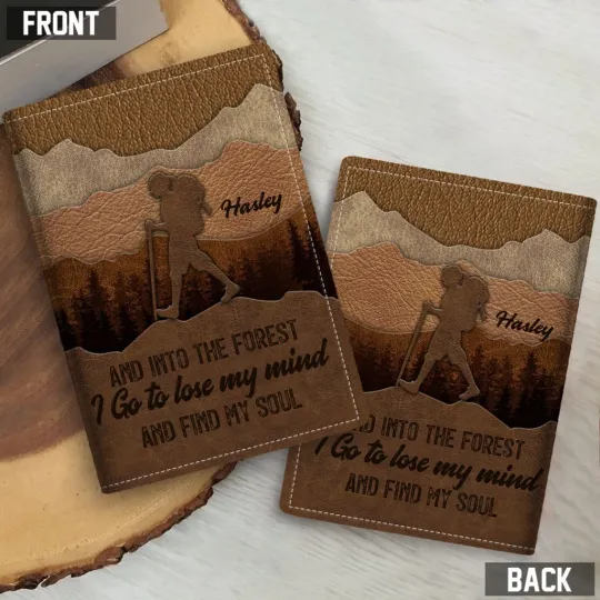 Discover Personalized Hiking Adventure And Into The Forest Travel Leather Passport Cover