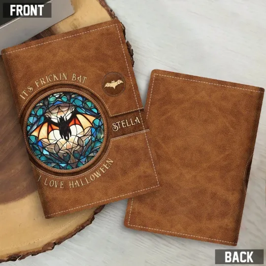 Discover Personalized It's Frickin Bat I Love Halloween Travelling Leather Passport Cover