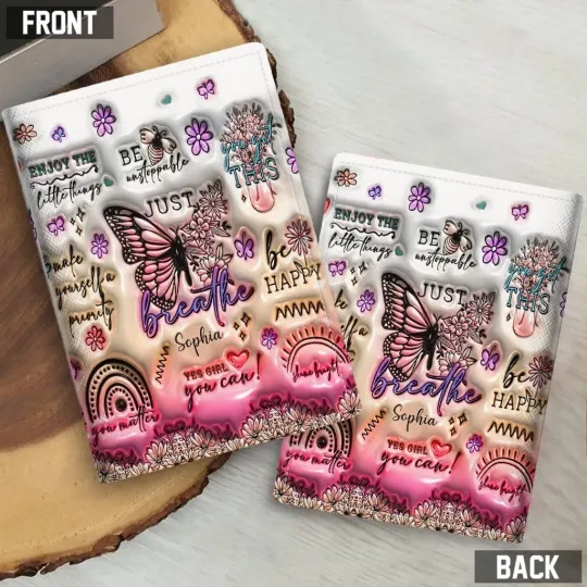 Discover Personalized Motivational Positive Affirmations Butterfly Leather Passport Cover