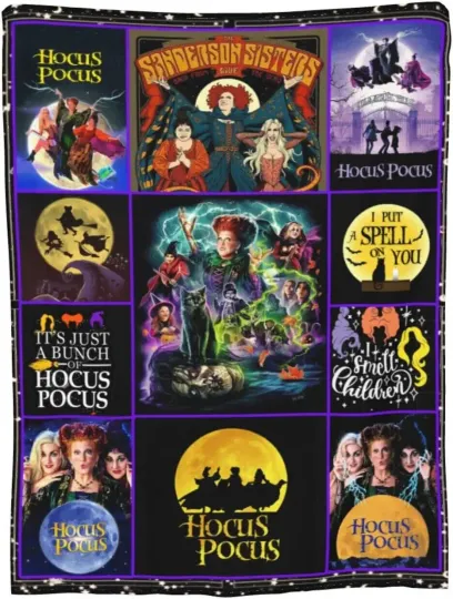Hocus Pocus Blanket, Halloween Flannel Fleece, Sherpa Blanket Sanderson Sisters